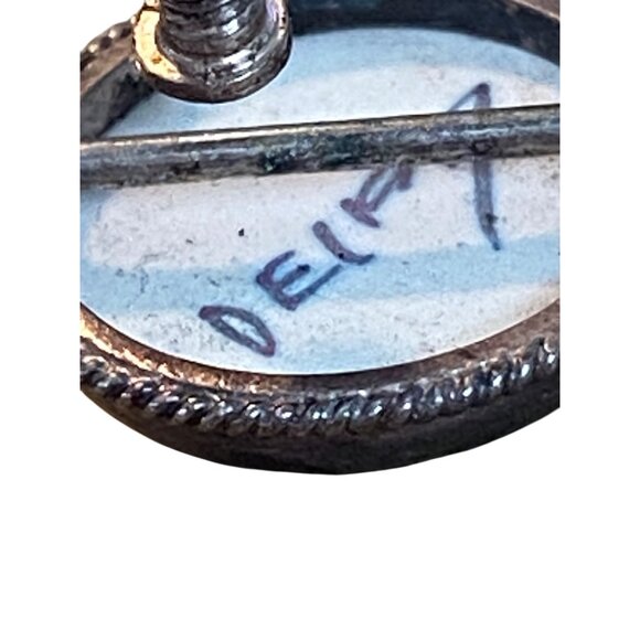 Vintage Delft Blue Porcelain Screw-Back Earrings With Windmill Design - Picture 5 of 11